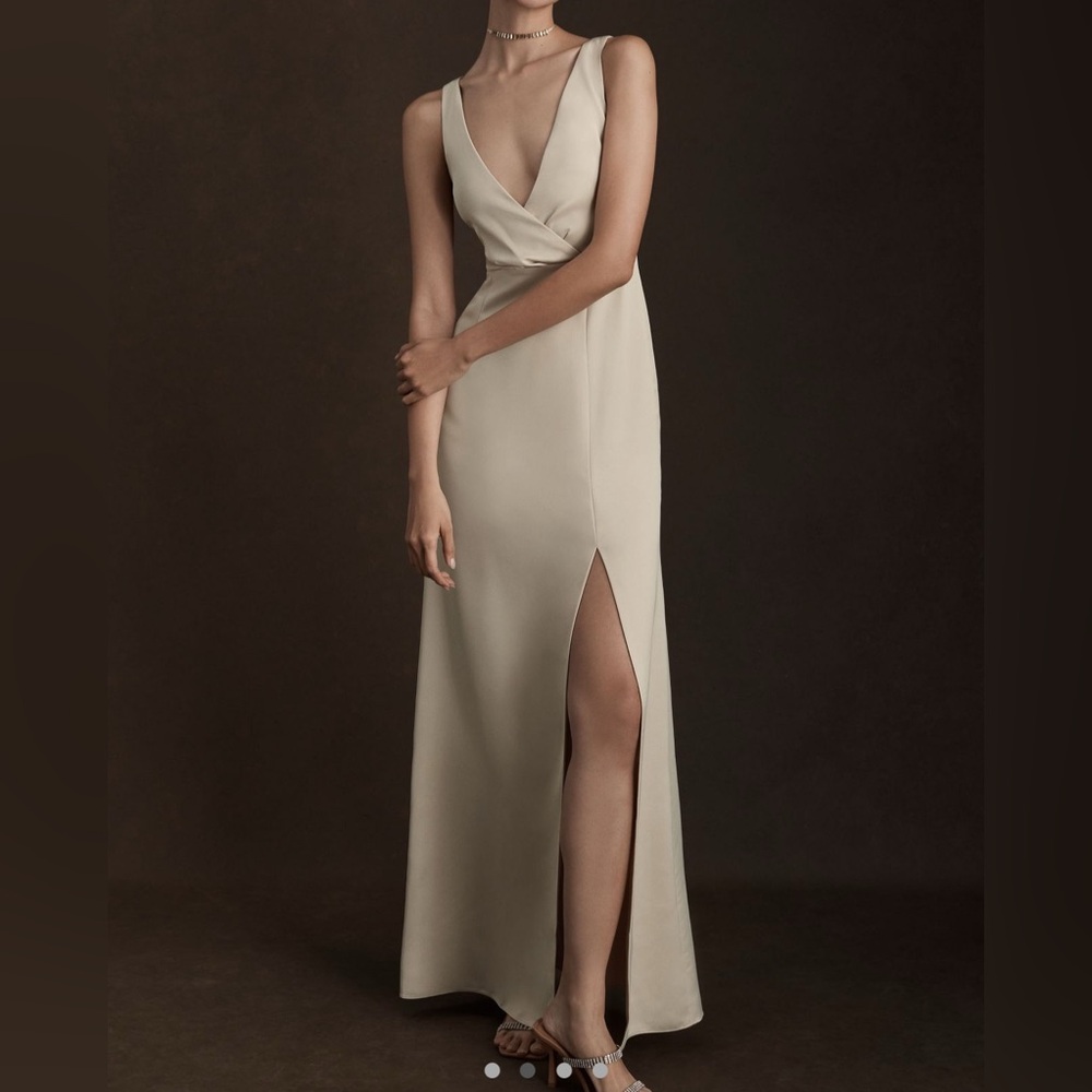 NWT BHLDN Oyster Sheath Gown with Plunge Neckline